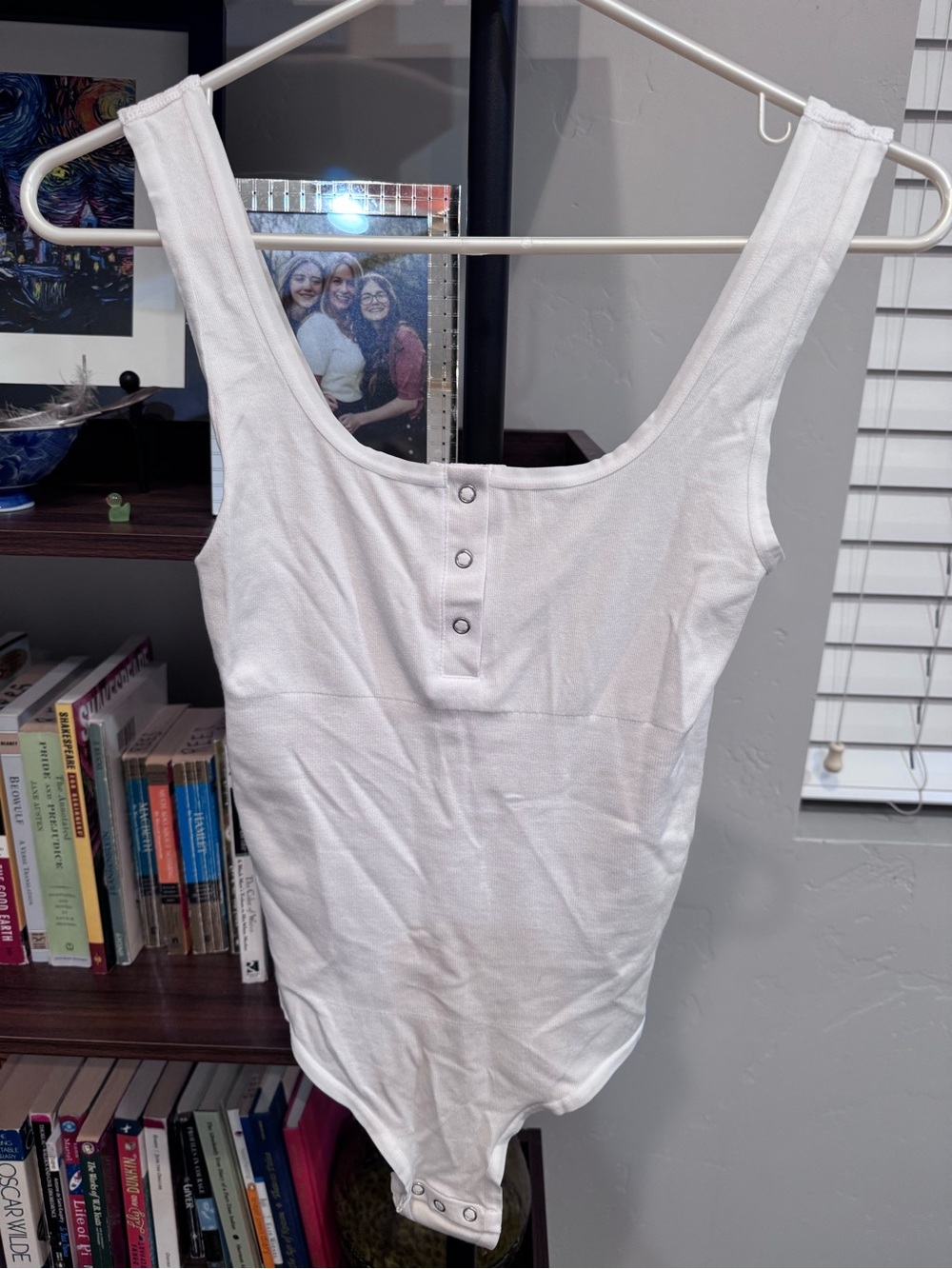 Everyday Scoop Neck White Snap-Front Bodysuit